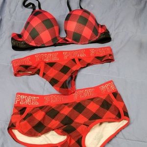 Pink by Victoria Secret  36A bra and 2 pair matchi